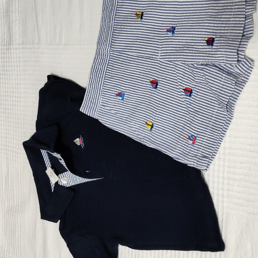 Starting out 6m sailboat embroidered shirt set euc